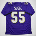 Autographed/Signed Terrell Suggs Baltimore Purple Football Jersey JSA COA #2