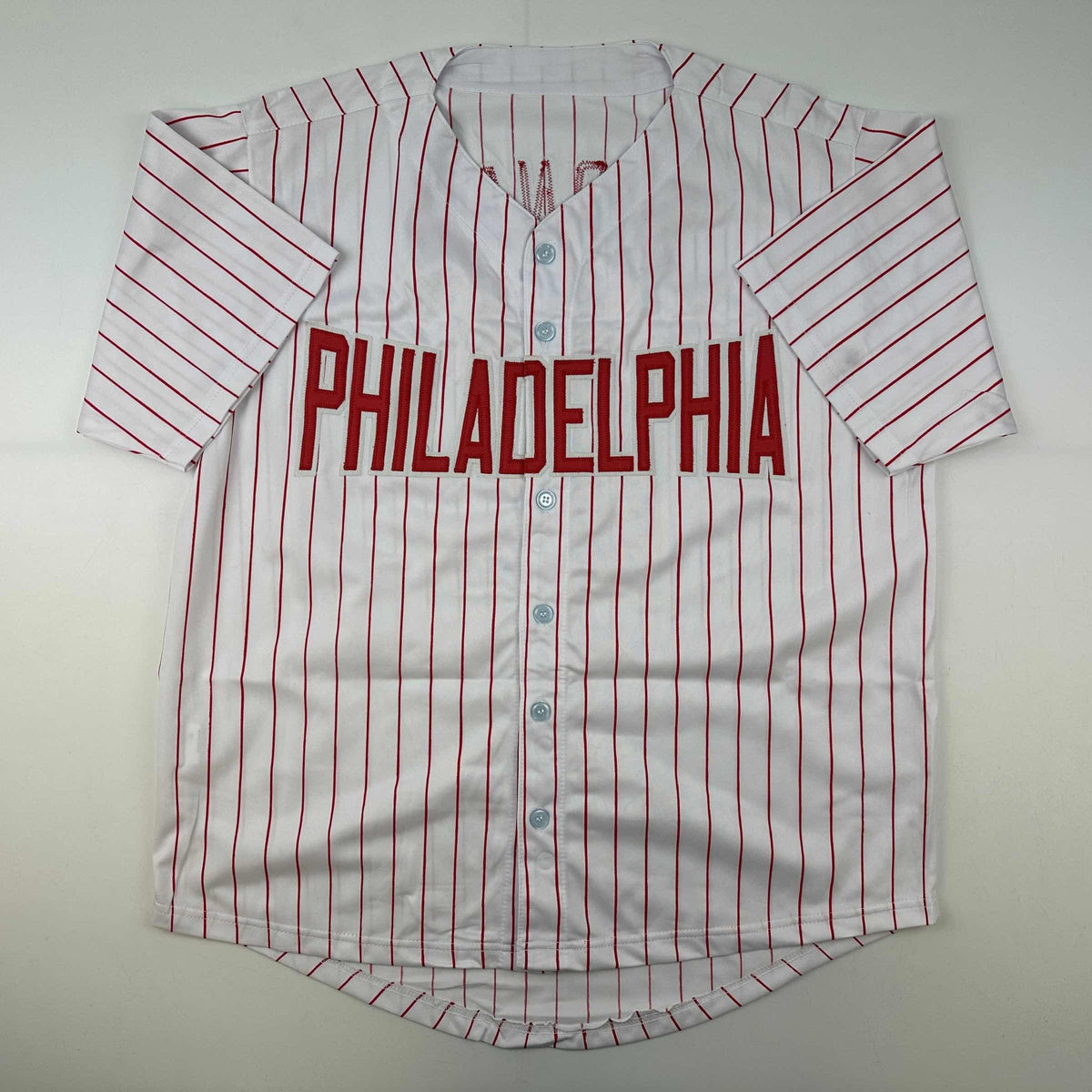 Autographed/Signed Trea Turner Philadelphia Pinstripe Baseball Jersey Beckett BAS COA