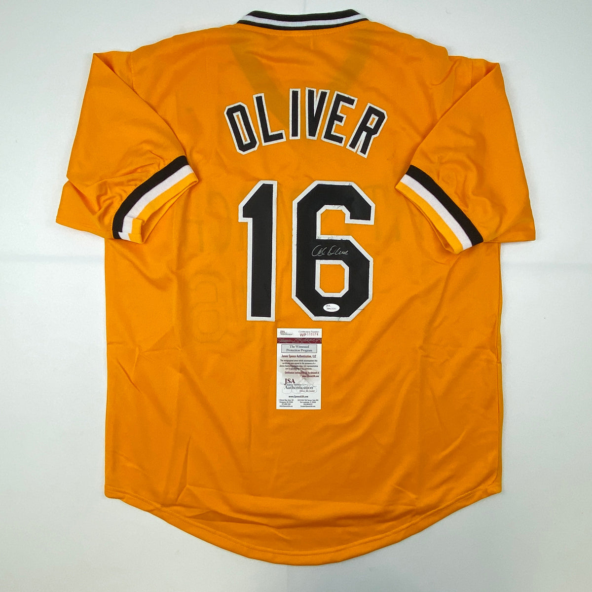 Autographed/Signed Al Oliver Pittsburgh Yellow Baseball Jersey JSA COA