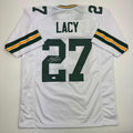 Autographed/Signed Eddie Lacy Green Bay White Football Jersey JSA COA