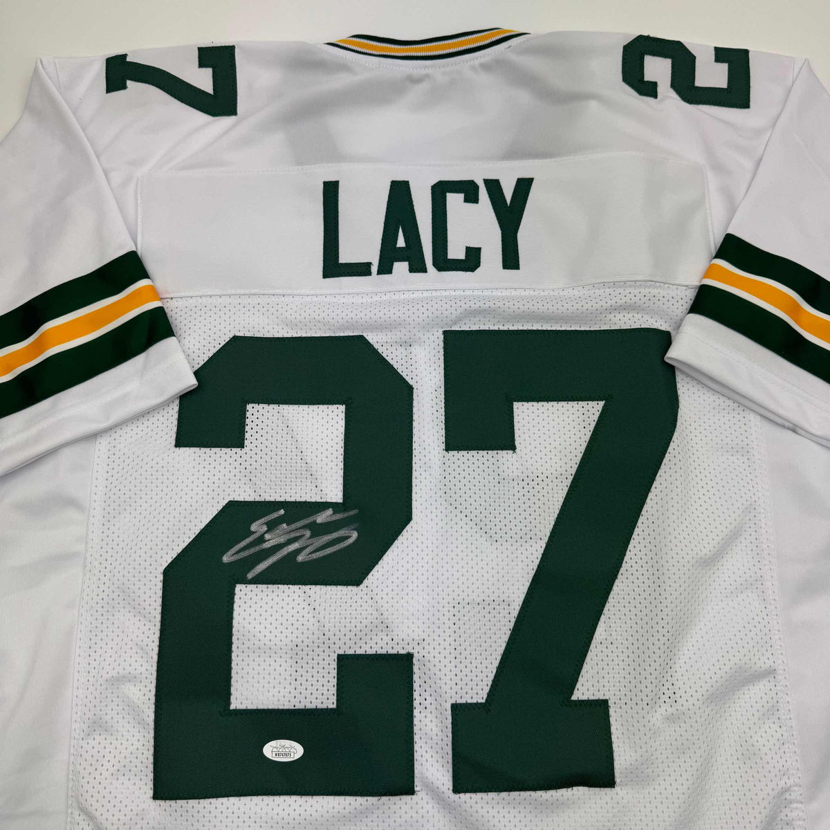 Autographed/Signed Eddie Lacy Green Bay White Football Jersey JSA COA