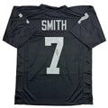 Autographed/Signed Geno Smith Oakland Black Football Jersey Beckett BAS COA