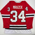 Autographed/Signed Petr Mrazek Chicago Red Hockey Jersey Beckett BAS COA