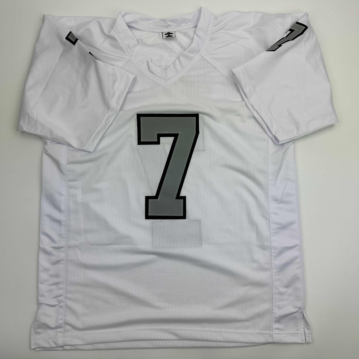 Autographed/Signed Geno Smith Oakland White Color Rush Football Jersey Beckett BAS COA