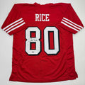 Autographed/Signed Jerry Rice San Francisco Red Alternate Football Jersey Tristar COA