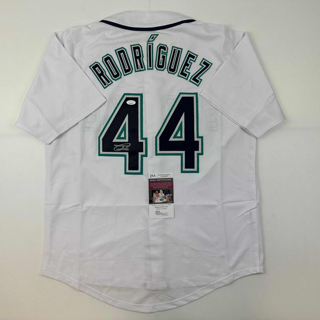 Autographed/Signed Julio Rodriguez Seattle White Baseball Jersey JSA COA