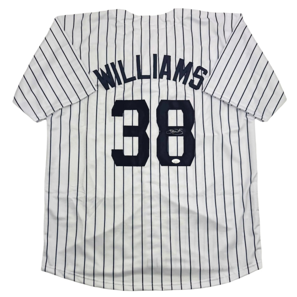Autographed/Signed Devin Williams New York Pinstripe Baseball Jersey JSA COA