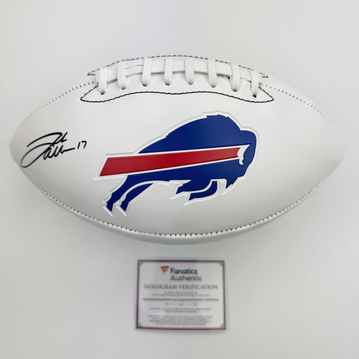 Autographed/Signed Josh Allen Buffalo Bills Full Size F/S White Panel Logo Football Fanatics COA