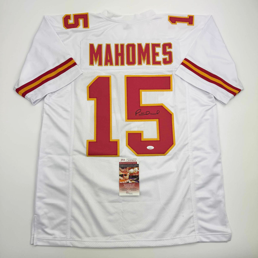 Autographed/Signed Patrick Mahomes Kansas City White Football Jersey JSA COA