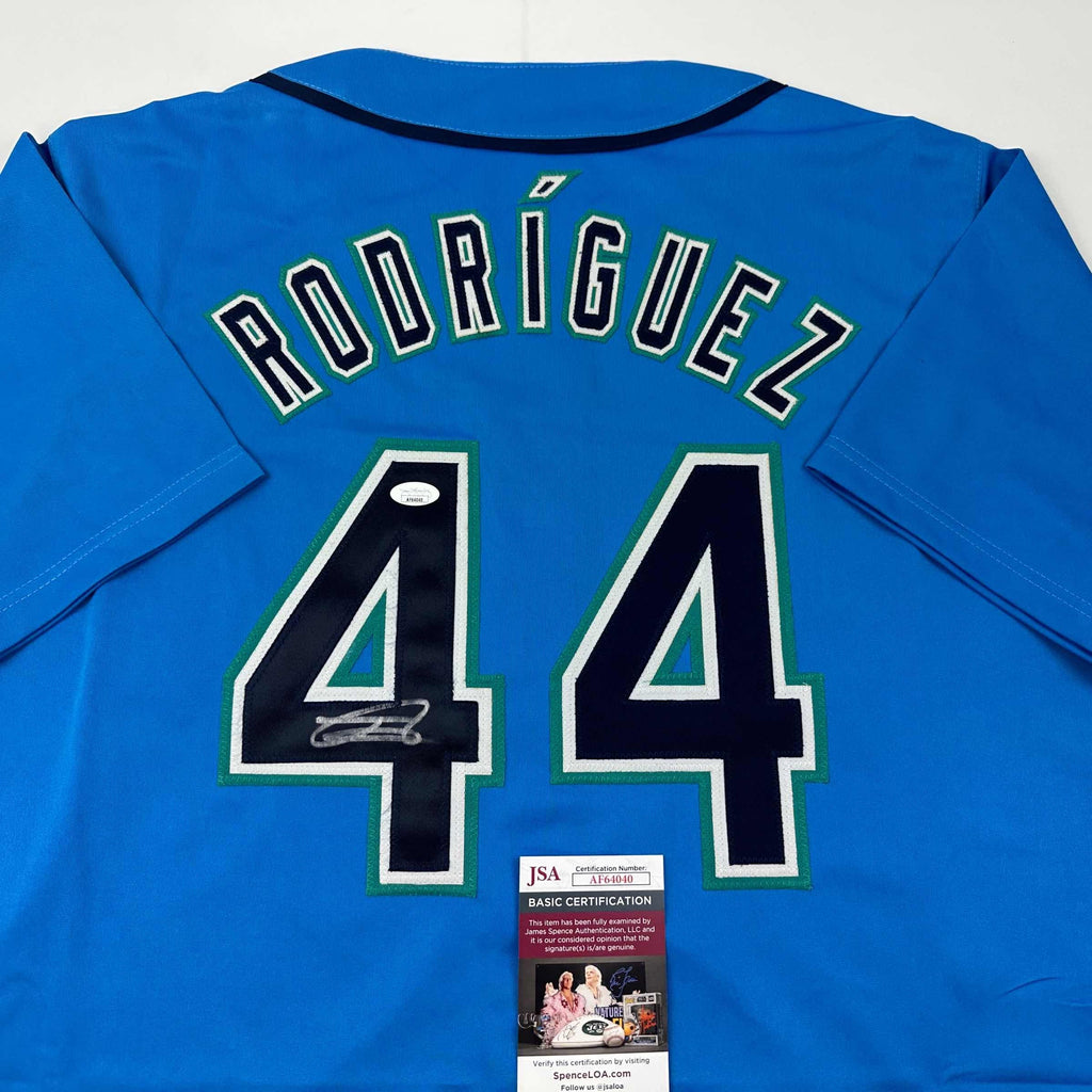 Autographed/Signed Julio Rodriguez Seattle Light Blue Baseball Jersey JSA COA