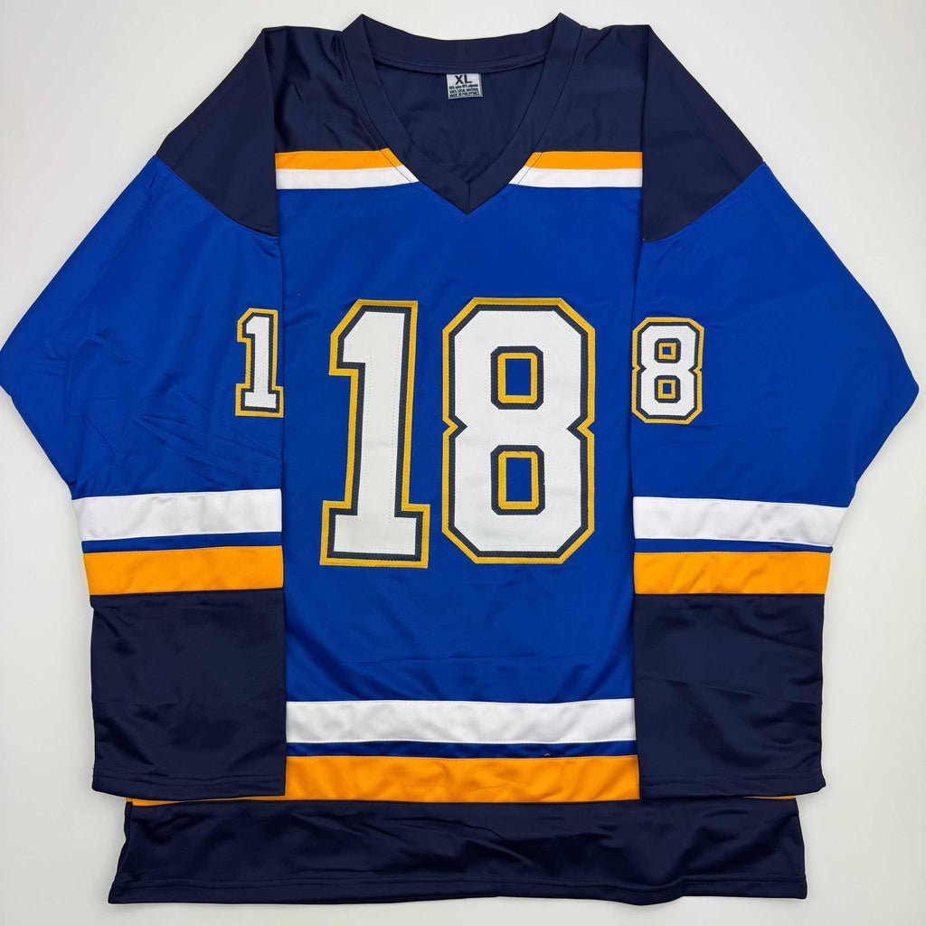 Autographed/Signed Robert Thomas St. Louis Blue Hockey Jersey Beckett BAS COA