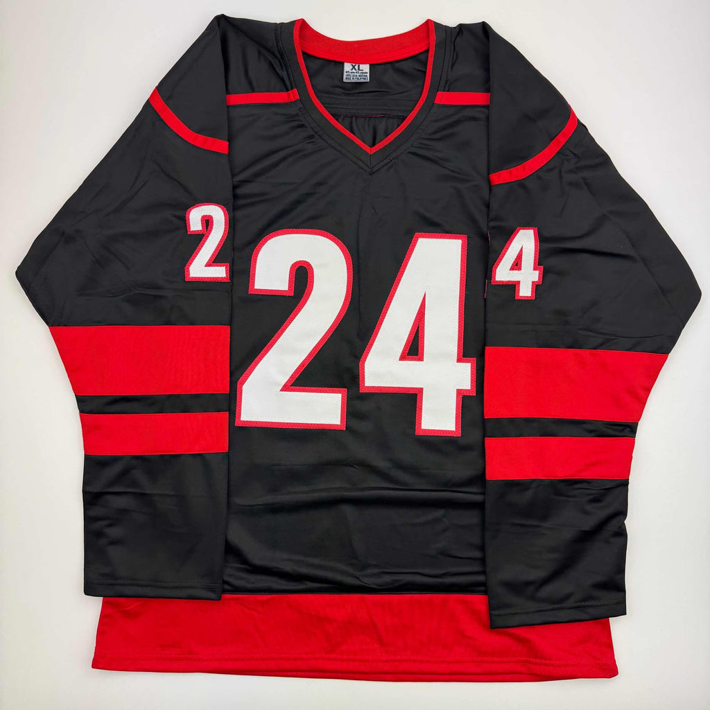 Autographed/Signed Seth Jarvis Carolina Black Hockey Jersey Beckett BAS COA