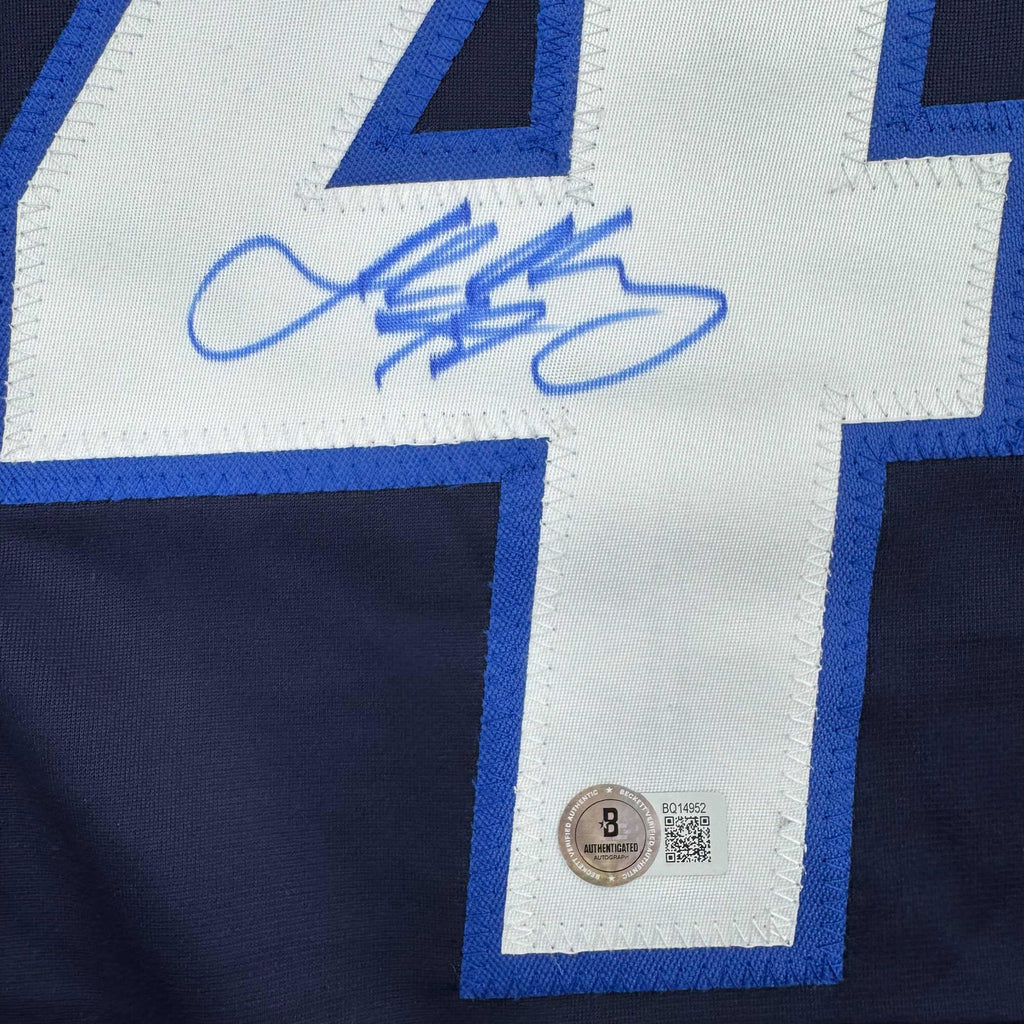 Autographed/Signed Josh Morrissey Winnipeg Blue Hockey Jersey Beckett BAS COA