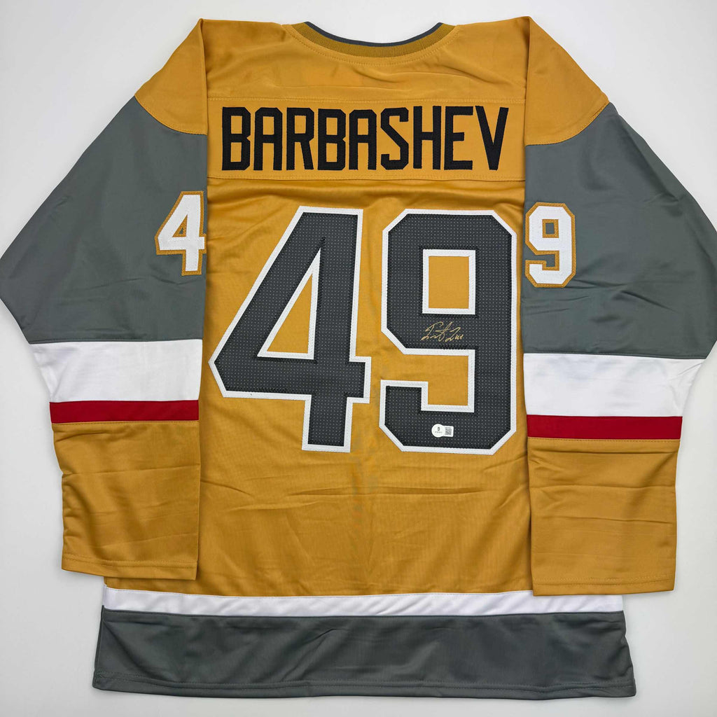 Autographed/Signed Ivan Barbashev Las Vegas Gold Hockey Jersey Beckett BAS COA