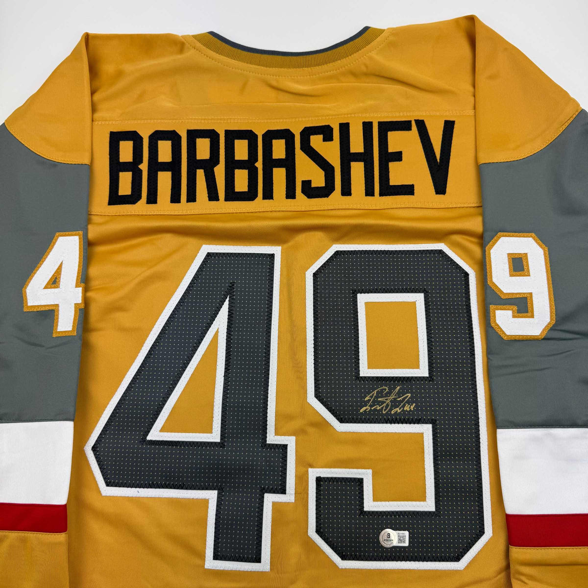 Autographed/Signed Ivan Barbashev Las Vegas Gold Hockey Jersey Beckett BAS COA