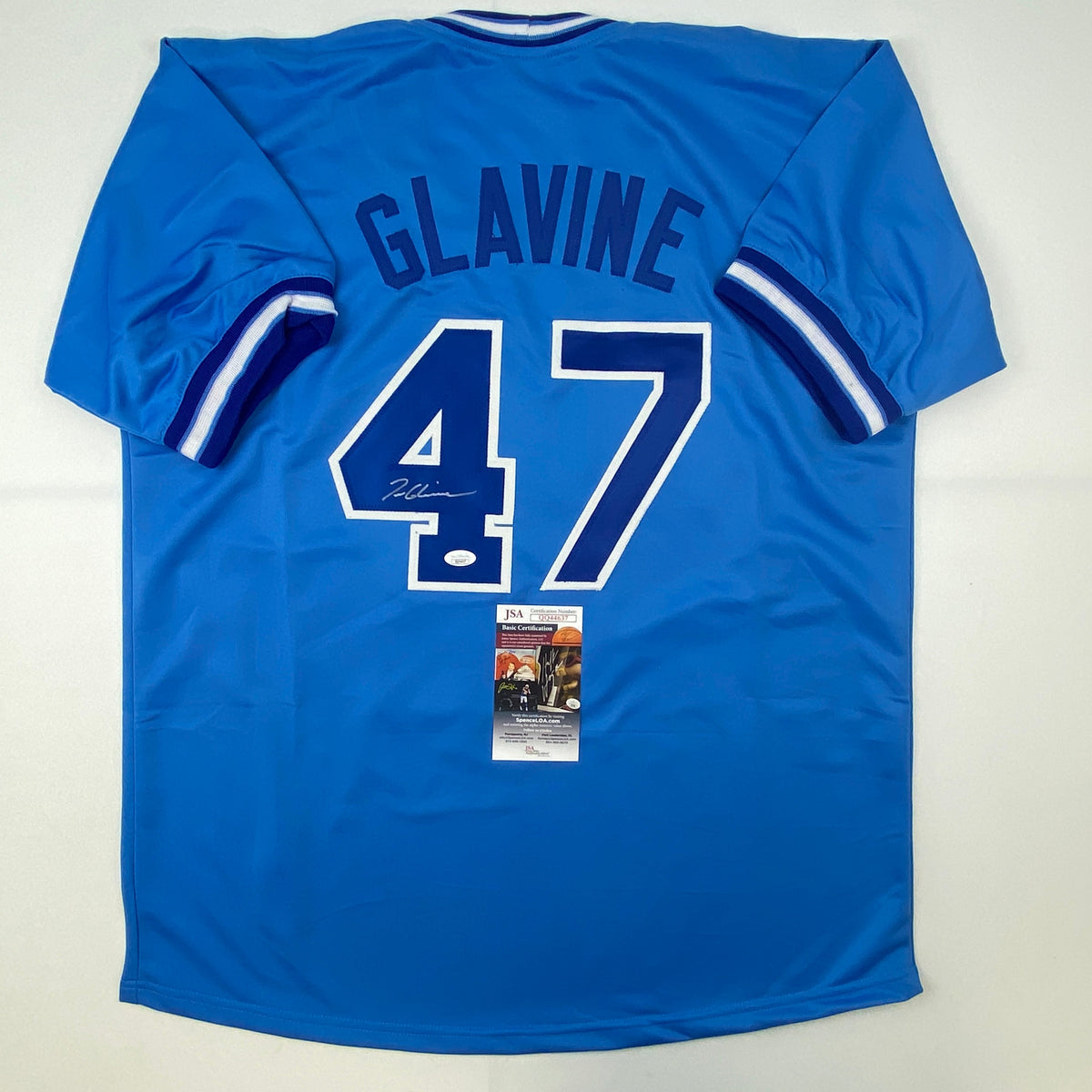 Autographed/Signed Tom Glavine Atlanta Light Blue Baseball Jersey JSA COA