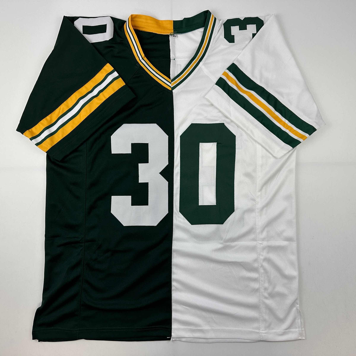 Autographed/Signed John Kuhn Green Bay Split Green/White Football Jersey JSA COA