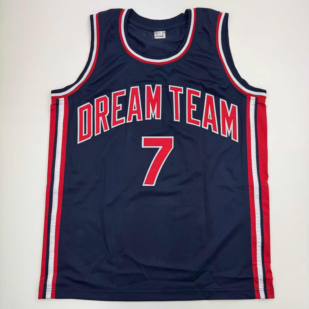 Autographed/Signed Larry Bird United States USA Blue 1992 Dream Team Basketball Jersey Beckett BAS COA