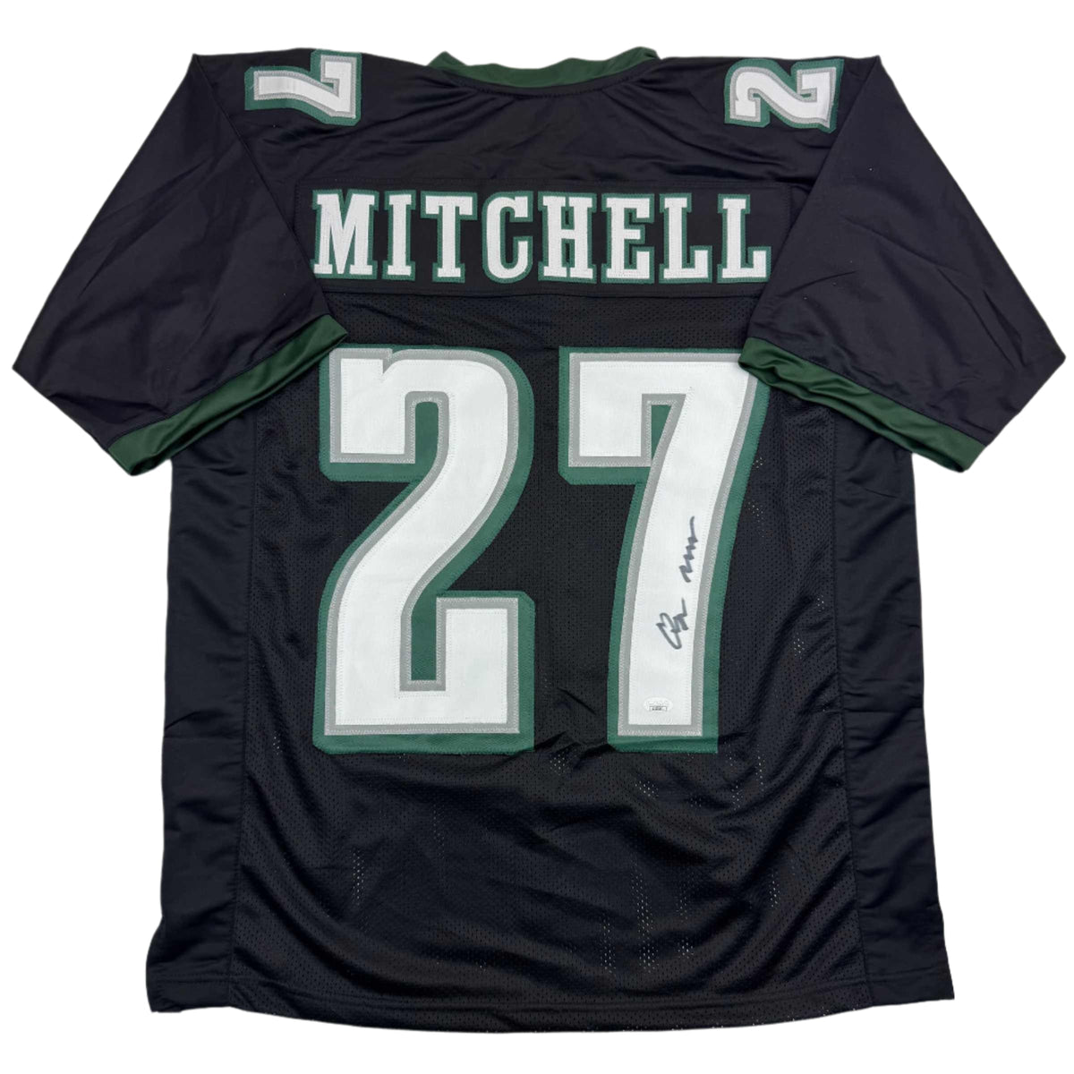Autographed/Signed Quinyon Mitchell Philadelphia Black Football Jersey JSA COA