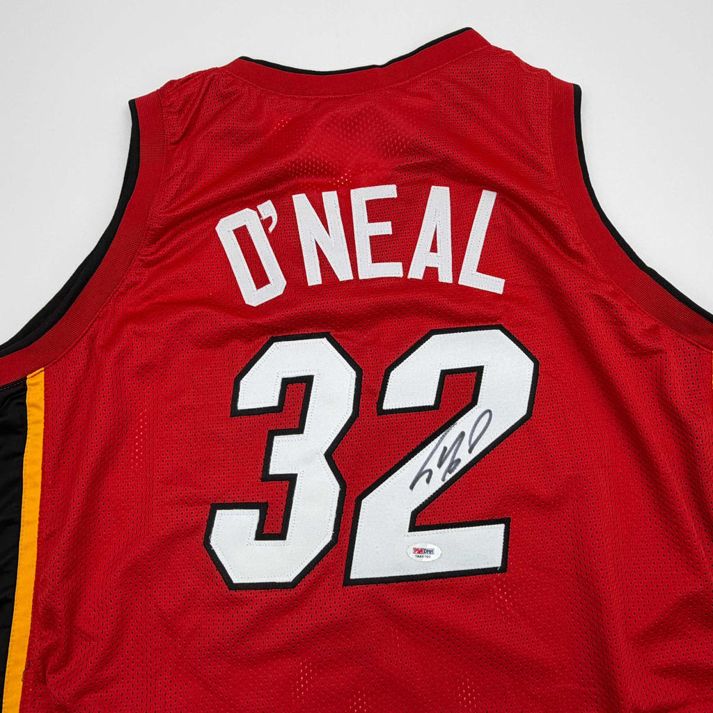 Autographed/Signed Shaquille Shaq O'Neal Miami Red Basketball Jersey PSA/DNA COA