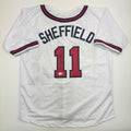 Autographed/Signed Gary Sheffield Atlanta White Baseball Jersey Beckett BAS COA