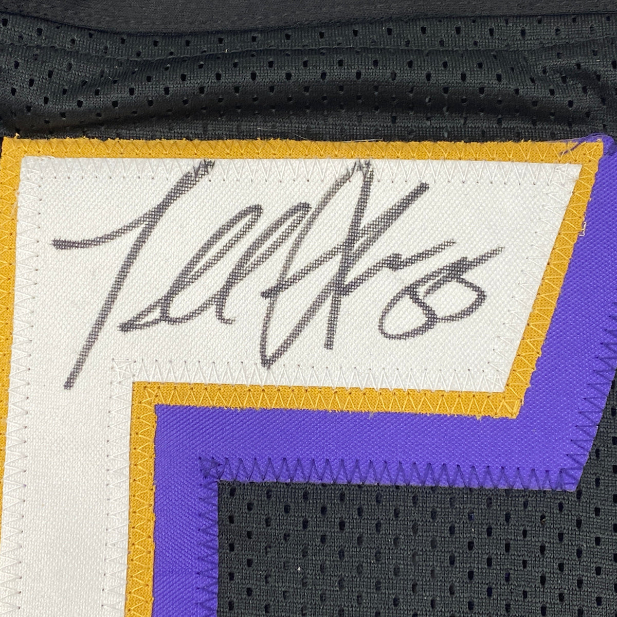 Autographed/Signed Terrell Suggs Baltimore Black Quote Football Jersey JSA COA