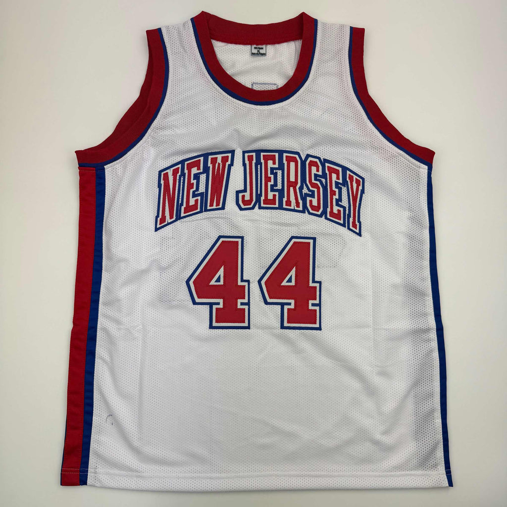 Autographed/Signed Derrick Coleman New Jersey NJ White Basketball Jersey Beckett BAS COA