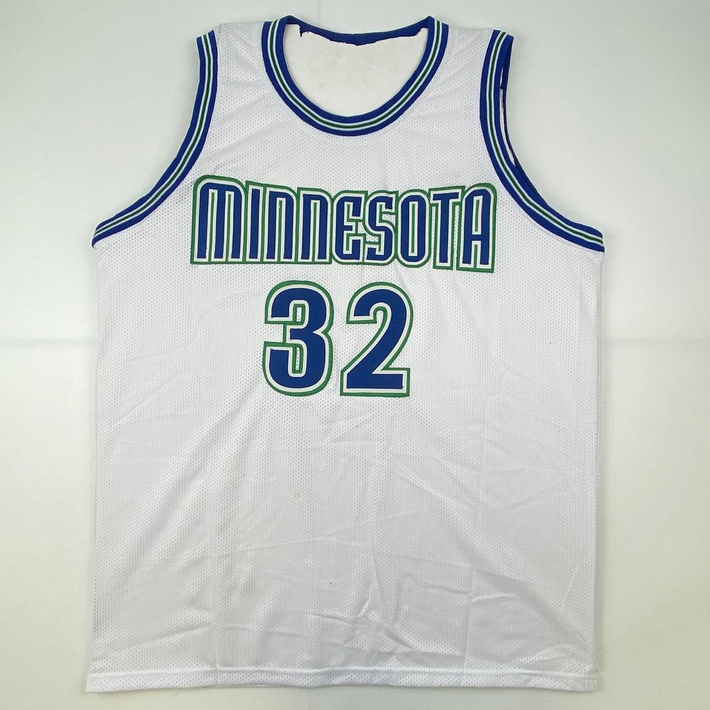 Autographed/Signed Christian Laettner Minnesota White Basketball Jersey PSA/DNA COA