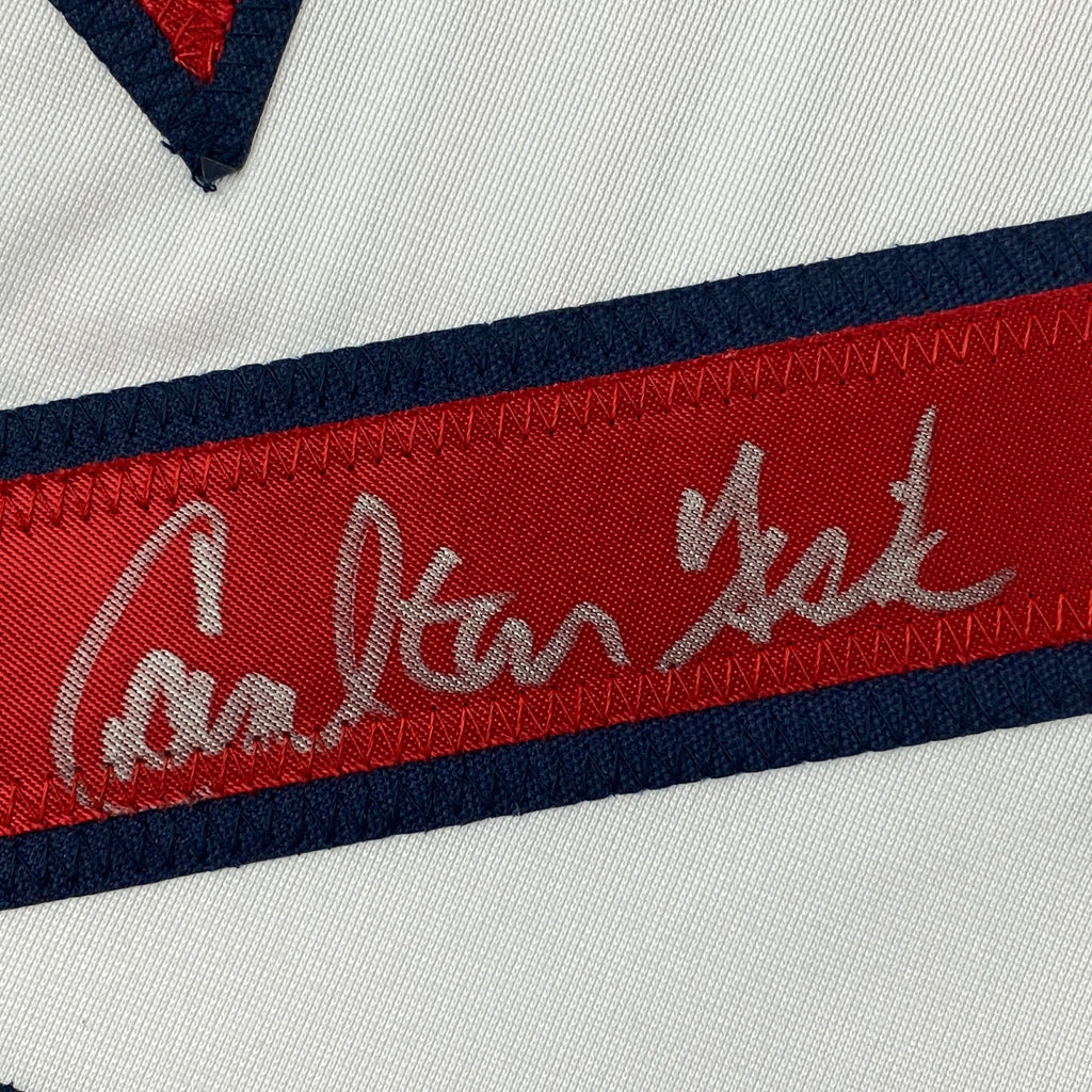 Autographed/Signed Carlton Fisk Boston White Baseball Jersey JSA COA