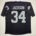 Autographed/Signed Bo Jackson Oakland Black Football Jersey JSA COA