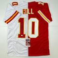 Autographed/Signed Tyreek Hill Kansas City Split Red/White Football Jersey JSA COA