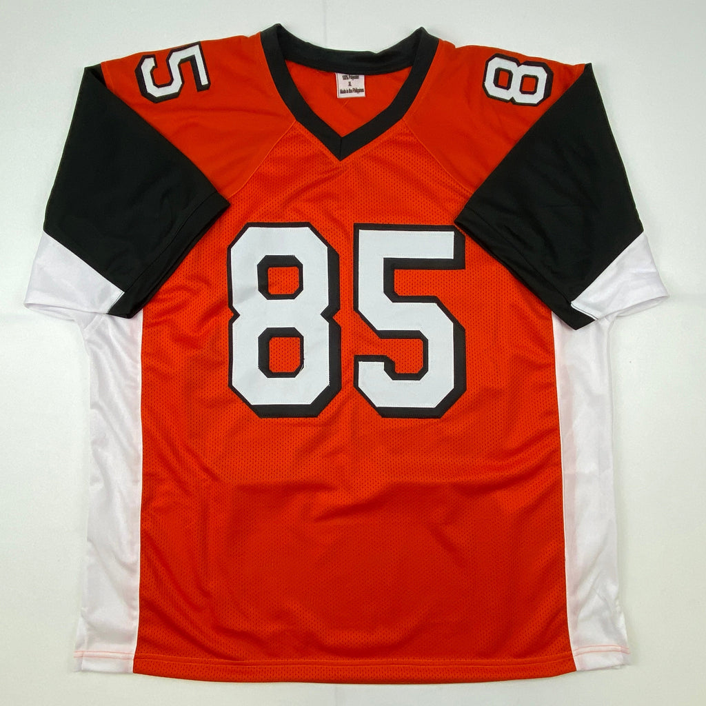 Autographed/Signed Chad Johnson Ochocinco Cincinnati Orange Retro Football Jersey JSA COA