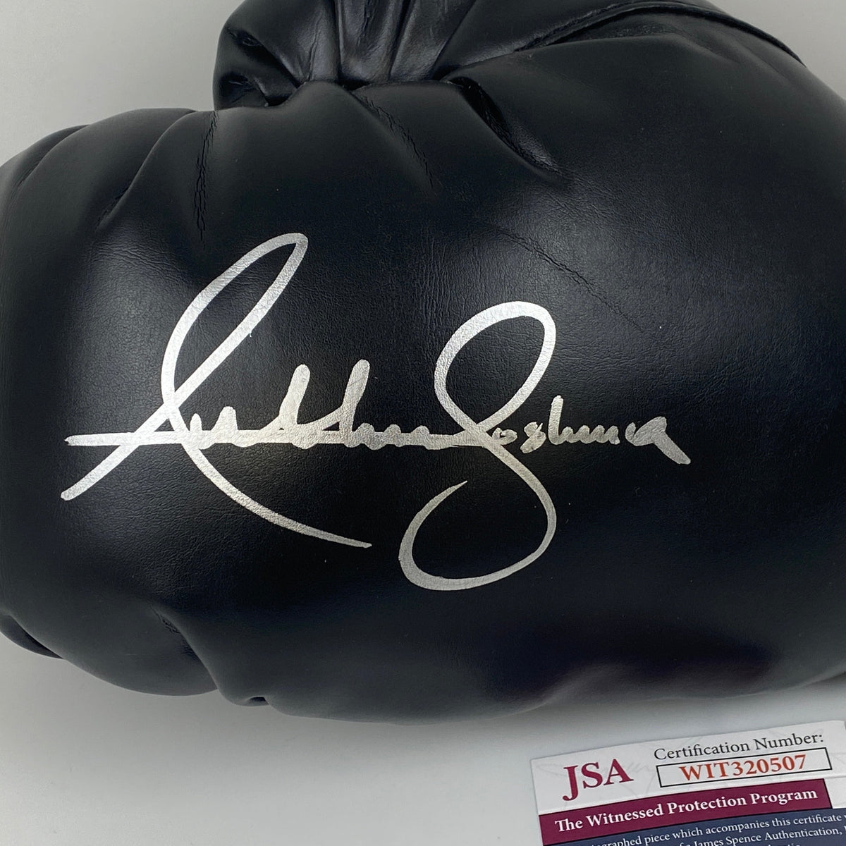 Autographed/Signed Anthony Joshua Black Everlast Boxing Glove JSA COA