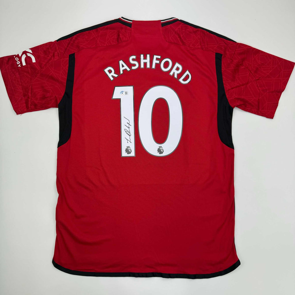 Autographed/Signed Marcus Rashford Manchester United Red Soccer Jersey Beckett BAS COA