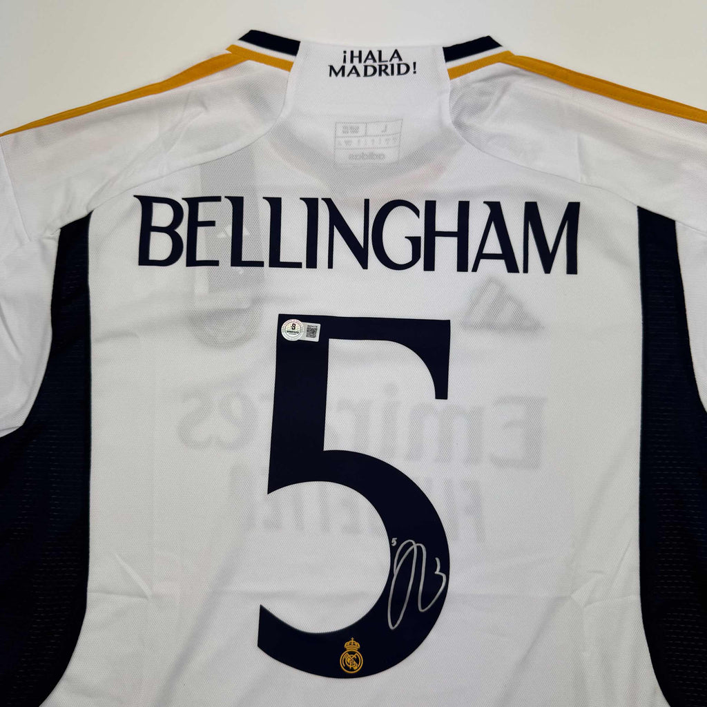 Autographed/Signed Jude Bellingham Real Madrid White Soccer Jersey Beckett BAS COA
