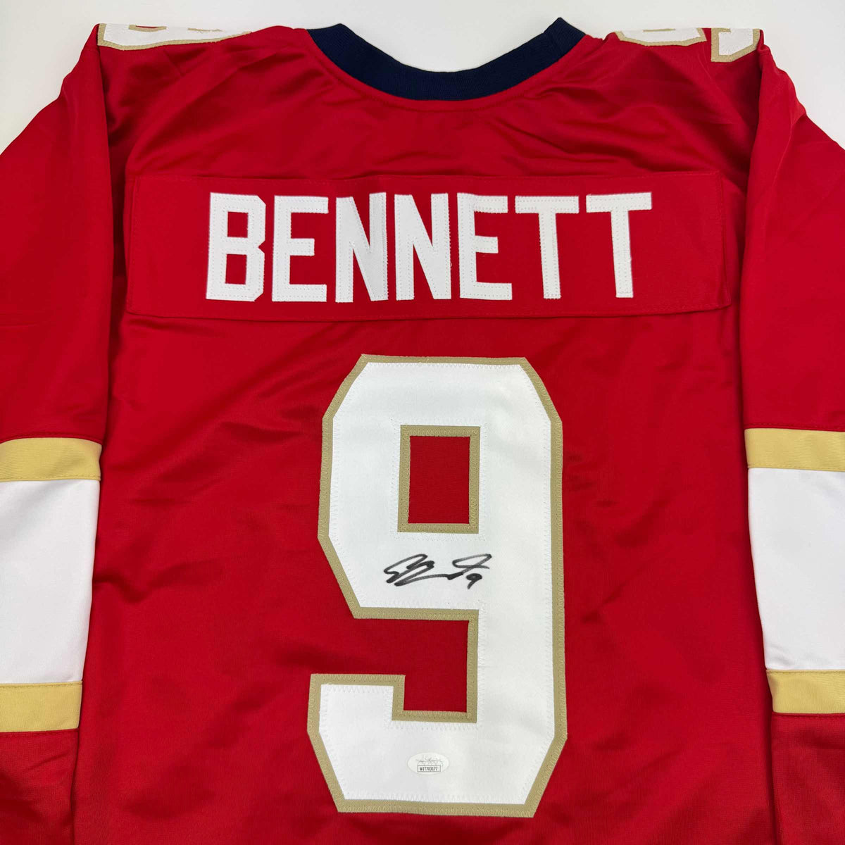 Autographed/Signed Sam Bennett Florida Red Hockey Jersey JSA COA