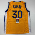 Autographed/Signed Stephen Steph Curry Golden State Yellow Basketball Jersey JSA COA