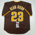 Autographed/Signed Fernando Tatis Jr. Slam Diego San Brown Baseball Jersey JSA COA