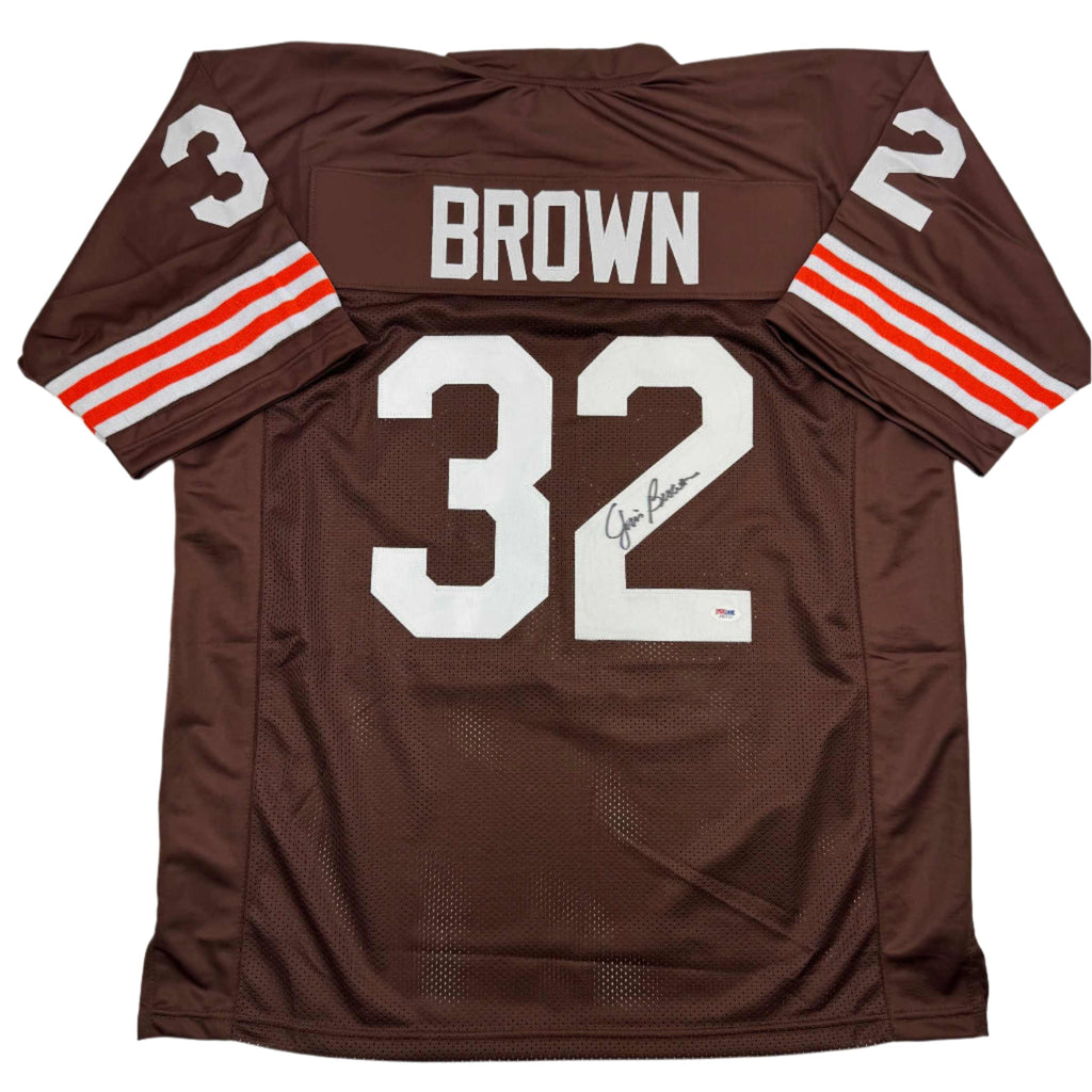 Autographed/Signed Jim Brown Cleveland Football Brown Jersey PSA COA