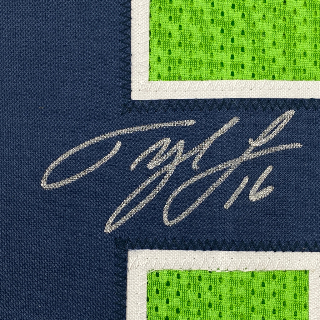 Autographed/Signed Tyler Lockett Seattle Green Color Rush Football Jersey JSA COA