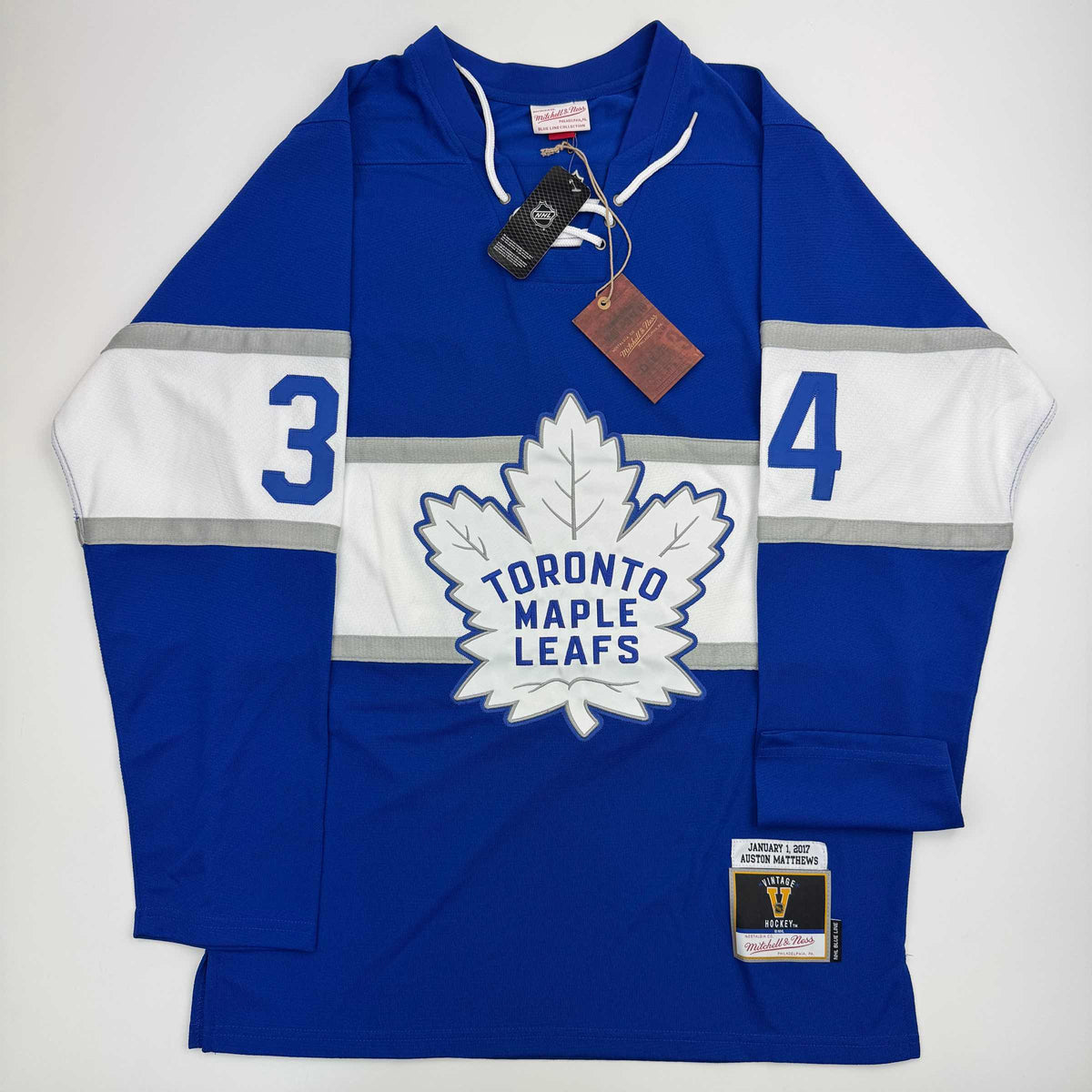 Autographed/Signed Auston Matthews Toronto Maple Leafs Authentic Mitchell & Ness Blue Hockey Jersey Fanatics COA