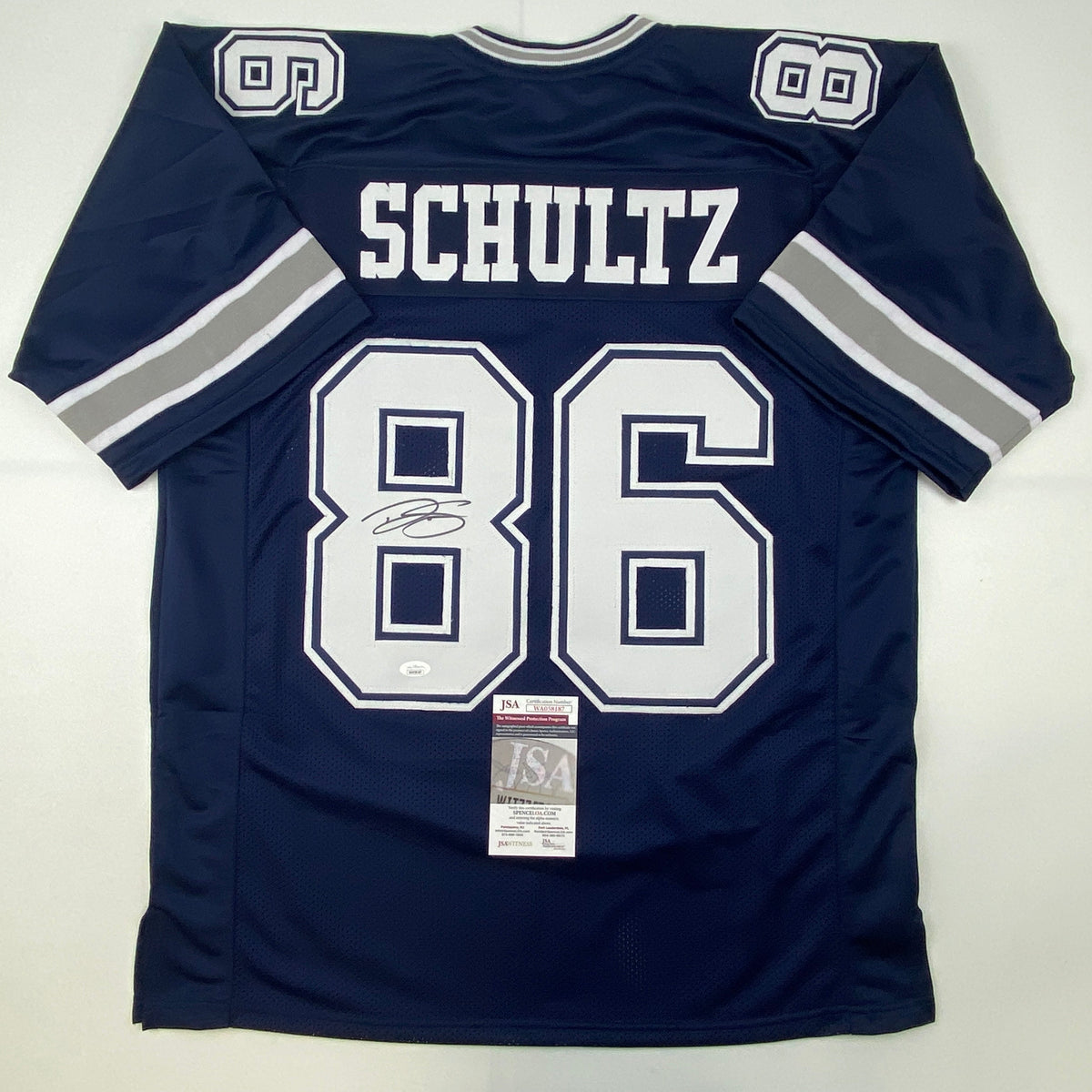 Autographed/Signed Dalton Schultz Dallas Dark Blue Football Jersey JSA COA