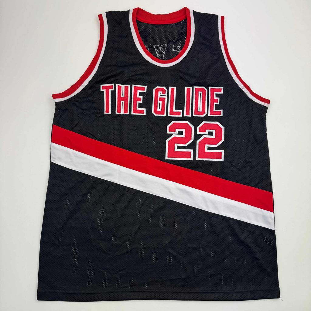Autographed/Signed Clyde Drexler Portland Black Basketball Jersey JSA COA