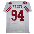 Autographed/Signed Charles Haley San Francisco White Football Jersey JSA COA
