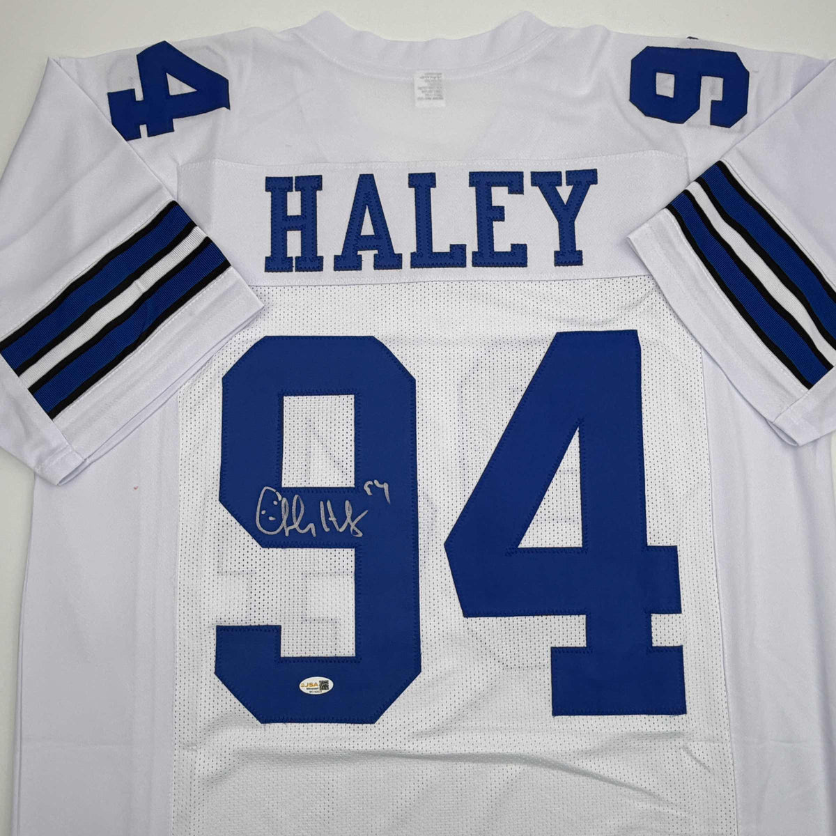 Autographed/Signed Charles Haley Dallas White Football Jersey JSA COA