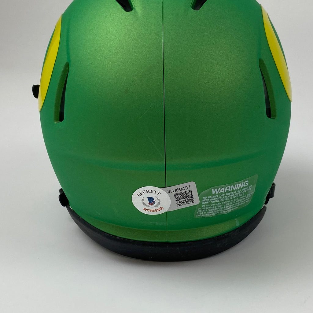 Autographed/Signed Kayvon Thibodeaux Oregon Ducks Football Mini Helmet Beckett BAS COA