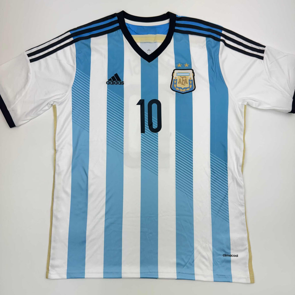 Autographed/Signed Lionel Leo Messi Argentina Blue/White Soccer Jersey Beckett BAS COA