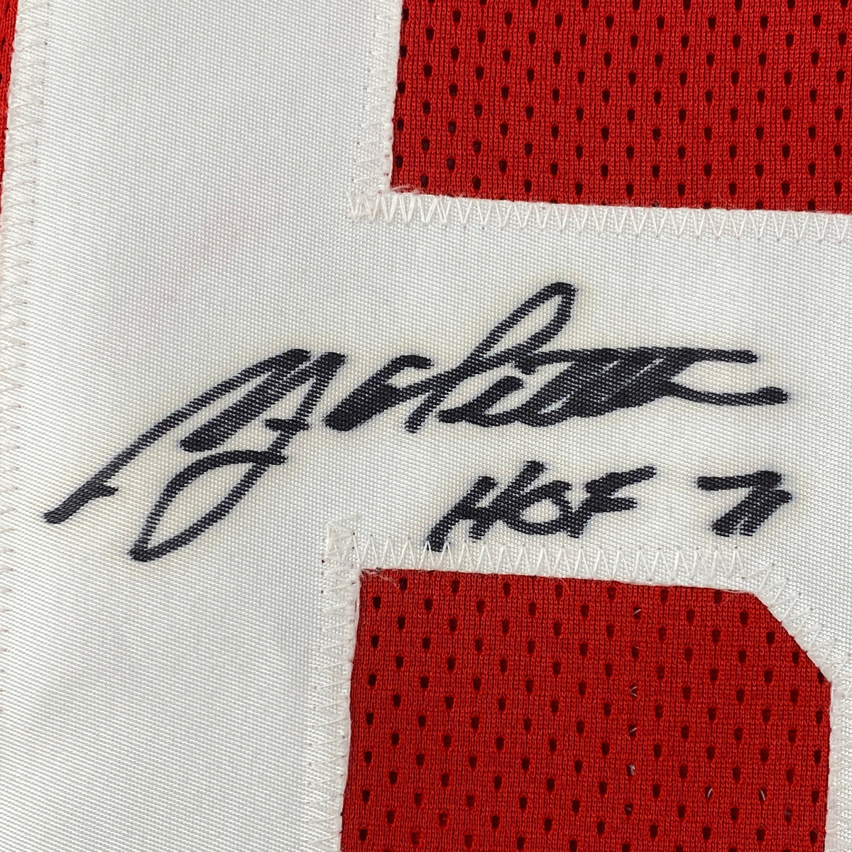 Autographed/Signed YA Y.A. Tittle HOF 71 #64 San Francisco Red Football Jersey JSA COA