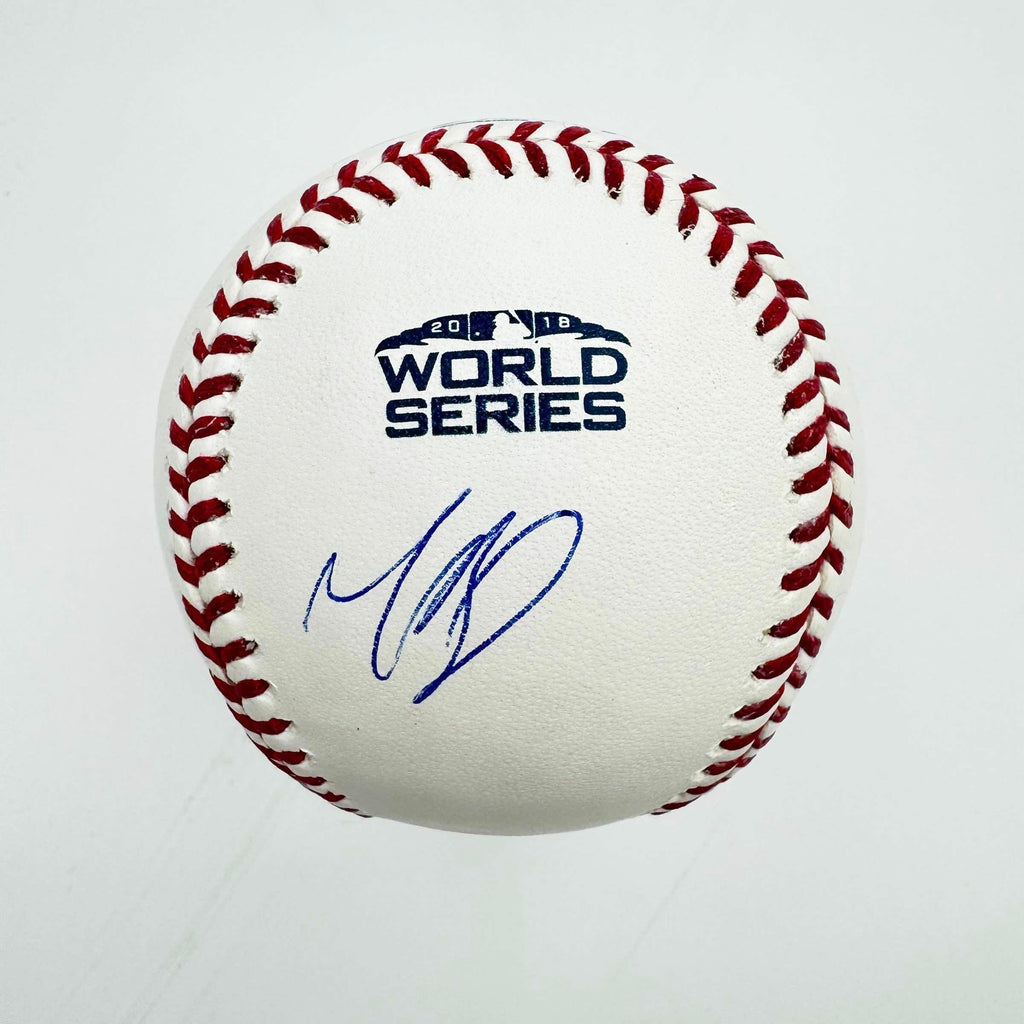 Autographed/Signed Mookie Betts 2018 World Series Rawlings Official Major League Baseball ROML JSA COA