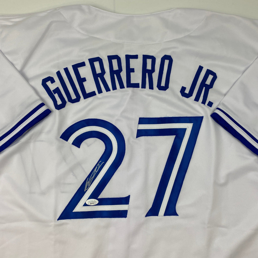 Autographed/Signed Vladimir Vlad Guerrero Jr. Toronto White Baseball Jersey JSA COA